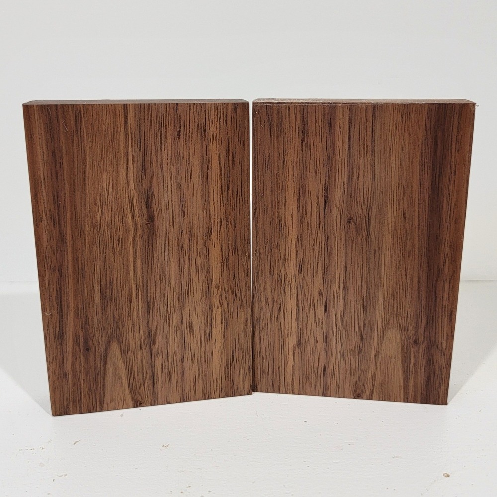 Solid Walnut Wood Blocks Pair Natural Grain DIY Craft Woodworking 4.5x4x.75 Inch